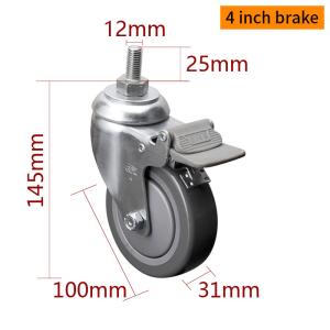 Wholesale Medium Duty 4 Inch Industrial Casters , 100mm Swivel Castor Wheels With Brakes from china suppliers