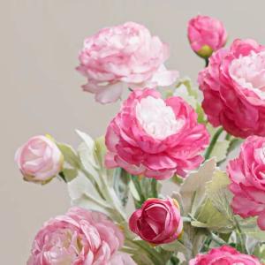 Wholesale Three flocking lotus artificial flowers, peony furniture, living room and dining table decoration, artificial flowers, artificial flower ornaments, from china suppliers