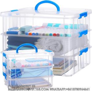 Wholesale 3-Tier Plastic Storage Containers With Lids, Handled Art Supply Craft Organizer Storage Box For Organizing Craft from china suppliers