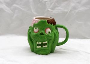 Wholesale Favourite Halloween Skull Cups Ceramic Coffee Tea Cup Green Color With Handle from china suppliers