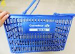 PVC Plastic Shopping Baskets With Handles , Customized Logo Grocery Store Hand