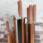 Bamboo Multifunctional Kitchen Shelf Semi Circle Magnetic Knife Block