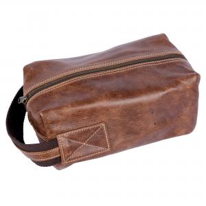 Wholesale New Handmade Leather Dopp Kit Bag Man Cosmetic Bag Genuine Leather Toiletry Kit Custom Gift Leather Toiletry Bag from china suppliers