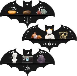 Wholesale Customized Gothic Bat Shelf Crystal Rack Coffin Shelf-Spooky Floating Shelves Goth Decor Holder-Wooden Gothic Decor for Home from china suppliers