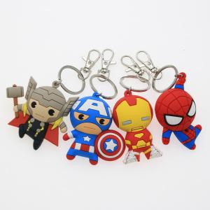 Wholesale Custom 3D Cartoon Anime Captain America Rubber Keychain Metal Key Ring Pvc Key Chain For School Bag from china suppliers
