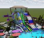 Commercial FRP Swimming Pool Water Slide Combo 7m Height For All Ages
