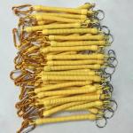 Custom fasionable yellow spiral coil plier lanyard tether w/golden carabiner