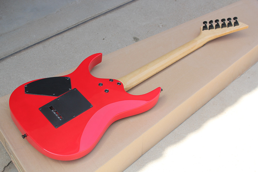 Factory Custom Red Body Electric Guitar with Floyd Rose,HSH Pickups,Black Dots Fret Inlay,Black Hardwares