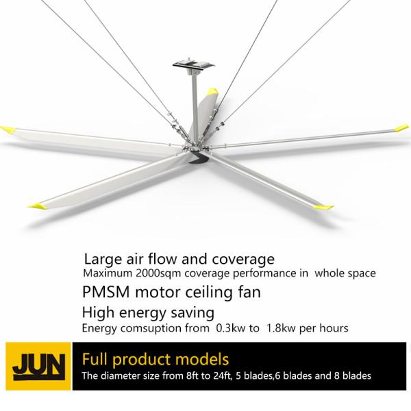 380V Supply Power 5 Blades 3.0m 10FT Industrial HVLS Big Ceiling Fan with