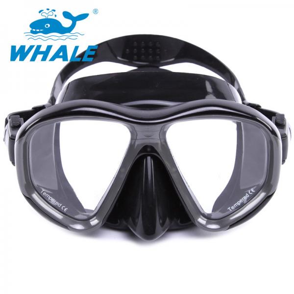 Quality Durable Liquid Silicone Diving Mask Low Volume Design Tempered Glass Lens Wide View for sale
