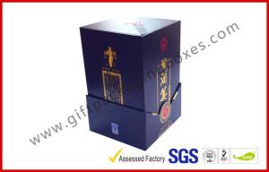 Wholesale Paper Wine Bottle Gift Box With Golden Embossed Text / Rigid White Wine Box from china suppliers