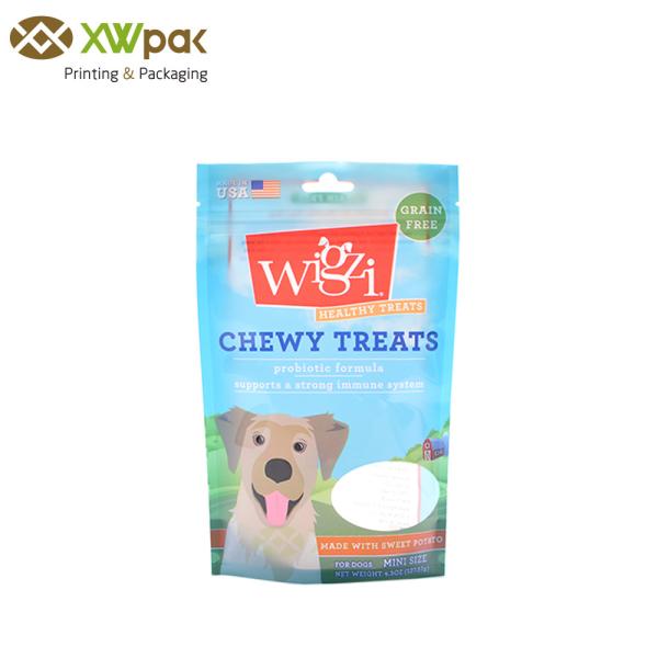 Printed Resealable Doypack Stand Up Pouch Pet Food Dog Treat Packaging Bags With