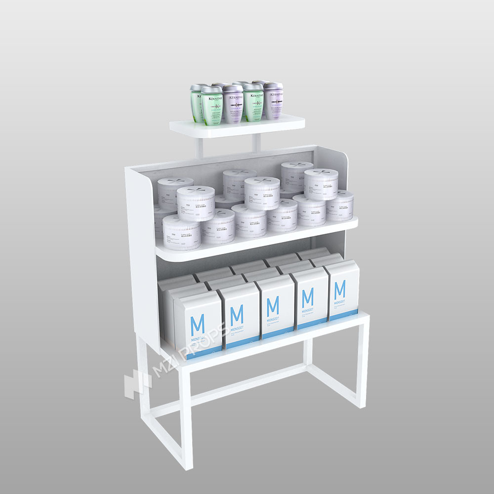 Customized Promotion Stand White Multi-Function Display Shelf for Beauty Store Display and Retail Shop Design