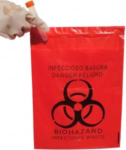 China LDPE Stick On Biohazard Disposal Bags , Medical Waste Disposal Bags on sale