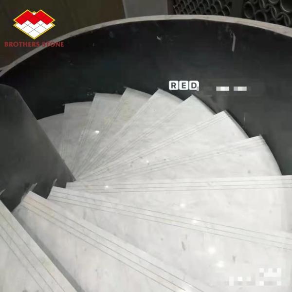 Customized Size European Design Interior White Marble Carved Stair Treads And