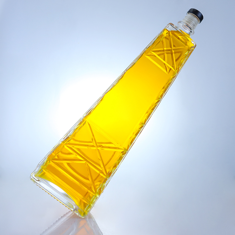 Clear Unique Shaped 700ml 75cl Embossed Super Flint Rum Vodka Whisky Glass Bottle With Screw Cap