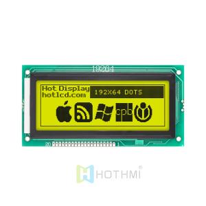 China 4.36 inch 192x64 Graphic Dot Matrix Display Module | STN+ | 5.0v | Yellow-green Backlight | MCU | AIP31108 on sale