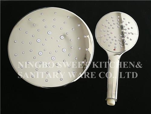 ABS material Self-cleaning chrome plating shower head hand shower set round