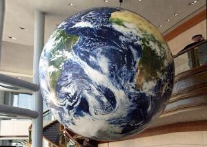 China Giant Advertising Inflatables Word Globe Earth Map Ball LED Hanging Planets on sale