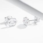 Rhodium Plated 925 Silver Clouds Enamel Stud Earrings for Baby Children Little