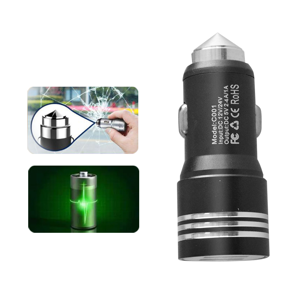 Multi-Color USB Connector Survival Emergency Car Charger Multi-Tool Safety Hammer