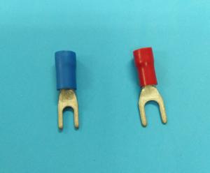 Wholesale PVC Insulation Blue Fork Terminals 19A Fork Crimp Connectors Electrolytic Copper Tin Plated from china suppliers
