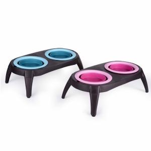 Wholesale Anti-Overturning Pet Double Bowl Silicone Folding Dog Bowl Pet Drinking Water Feeding Cat Bowl from china suppliers