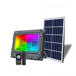 China Super Bright Solar Street Light Powerful RGB Solar Led Flood Light Outdoor Lighting With Remote Control on sale