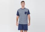 Mens Cotton Jersey Round Neck Tee and Short Pants Pyjamas Set Functional Placket