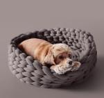 Lucky Monet Cotton Knitted Cat Bed Basket Warm Soft Woven Cat Nest Cozy Cuddler