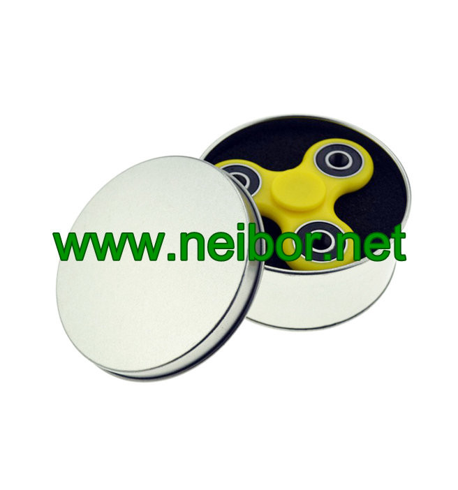 Round Gift Tin Container With PVC Window for Popular metal fidget spinner toy packaging