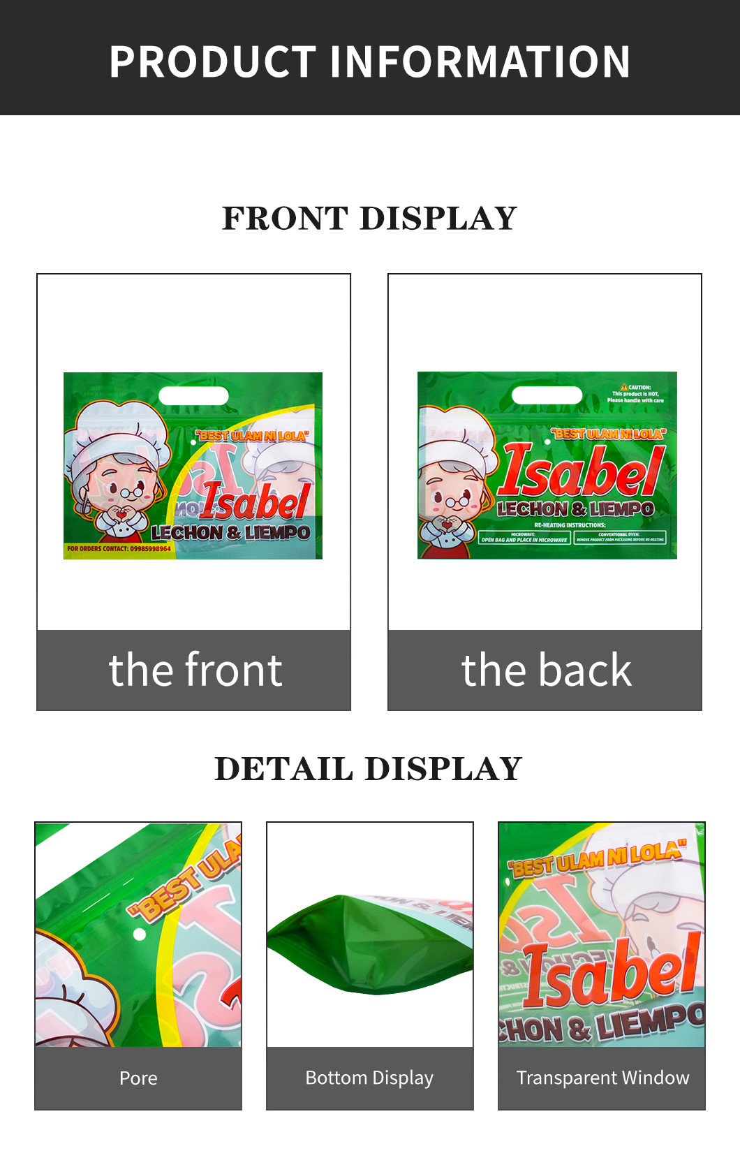 Oem Design Large Pet Rotisserie Chicken Packaging Bags Gravure Printing