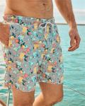 Custom Swim Trunks Men Quick Dry Floral Print Inseam Stretch Board Shorts With