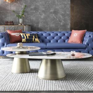 Wholesale Impermeable Marble Texture Ellipse Coffee Table For Living Room 360 Degree Rotatable from china suppliers