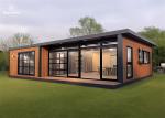 2-4 People Prefab Camp House with Imitation Wood Exterior and Floor To Ceiling