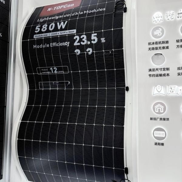 Portabie Flexible 580W Thin Film Soft Solar Cell Panel Hybrid Inverter BIPV