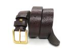 Heavy Duty Mens Casual Leather Belt With Viantage Brass Buckle Logo Stamping