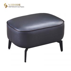 China PU Small Living Room Ottoman 62cm Length Black Leather Footstool on sale
