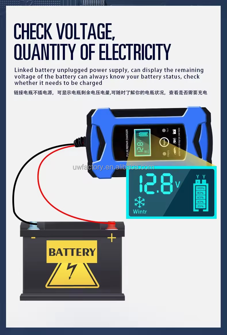 90% Charging Efficiency FCP Function 12V 6A Car and Motorcycle Battery Charger for Lead-Acid Battery Repair