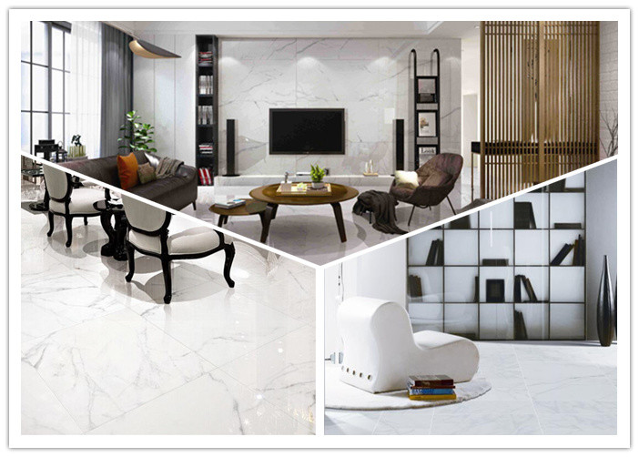 Glazed Digital Polished Porcelain Wall Tile Carrara Super White Color Frost Resistant