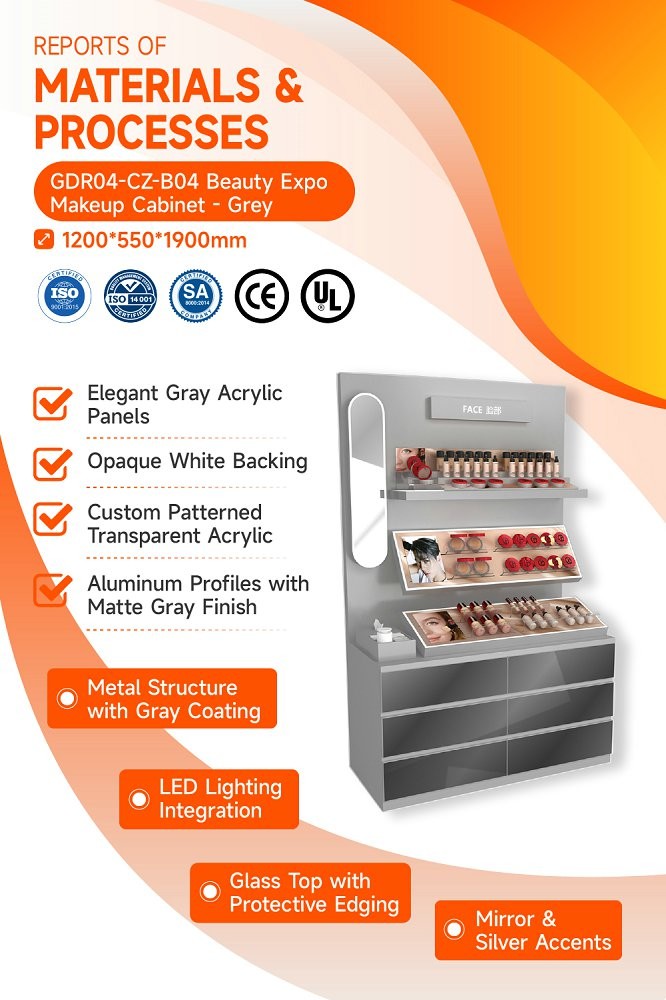 GDR04-CZ-B04 Beauty Display Rack with Adjustable Shelves and Luxury Brand Showcase for Cosmetics Store