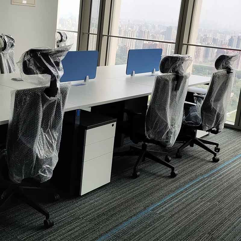 Open Staff Table MDF Office Workstation Furniture For 4 Person