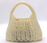 Fashion White Pearl Handbag Hand Woven For Women 23cm Height 22cm Length