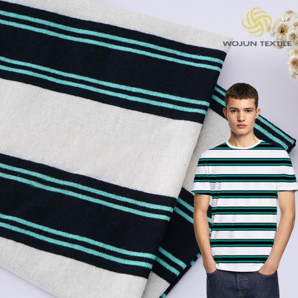 Strong Sweat Absorption Pure Cotton And Linen Single Jersey Striped Material