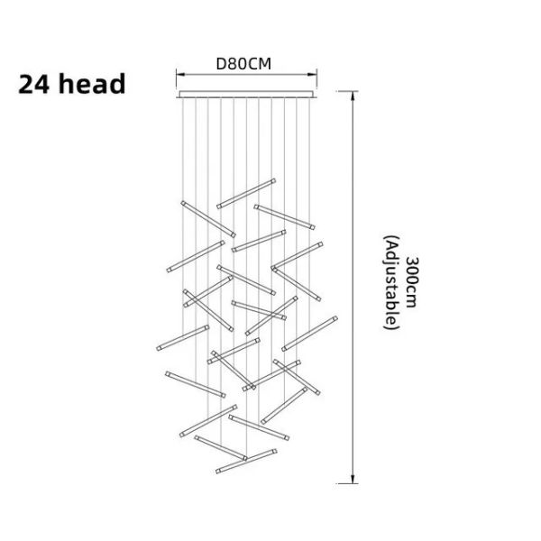 Modern LED Creative Black Round Tube Design Chandelier Chute Multi Light Chandelier（WH-AP-606）