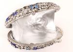 Handmade Full Crystal Stone Clutch Bag Silver Pu Leather Lining 16.5 * 4.8 *