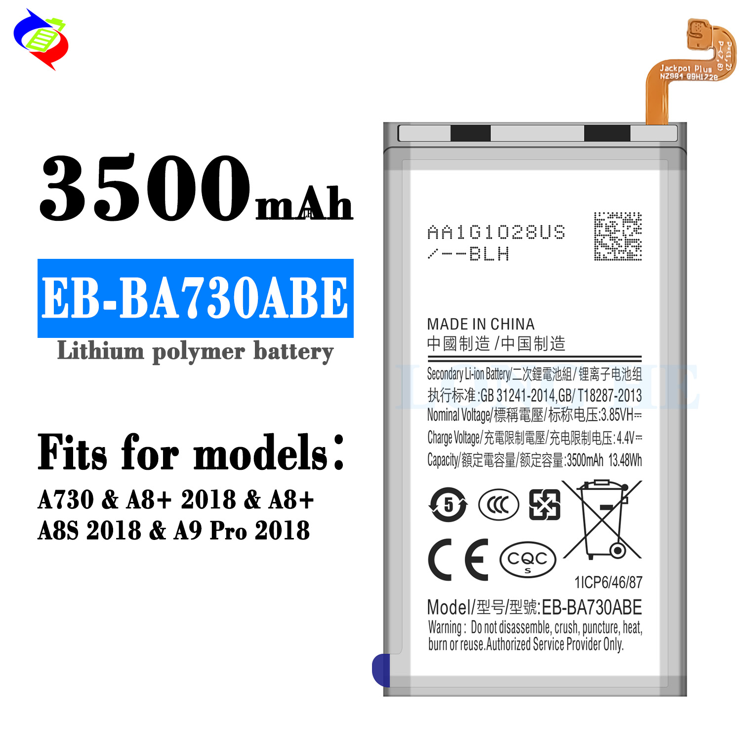 Stock EB-BA730ABE Battery for Samsung Galaxy A8 Plus A8 2018 A730 Mobile Phone 3500mAh