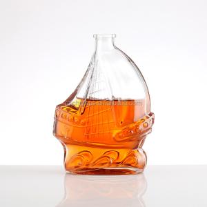 Wholesale 350ml 500ml 750ml Sailboat Shaped Glass Bottle with Cap Hot Stamped Smooth Surface from china suppliers