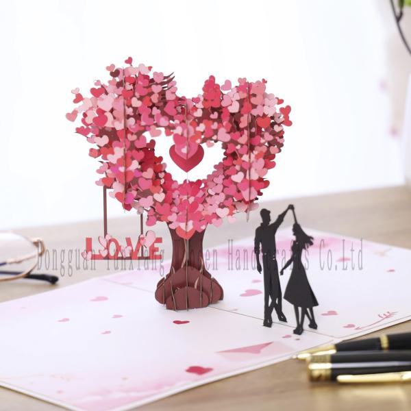 Handmade Heart Card Pop Up 3D Heart Flower Card Romantic Love Letter Greeting