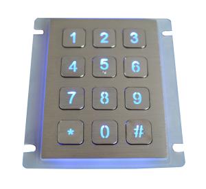 Wholesale 12 keys IP67 dynamic vandal proof Stainless Steel industrial backlight keypad from china suppliers
